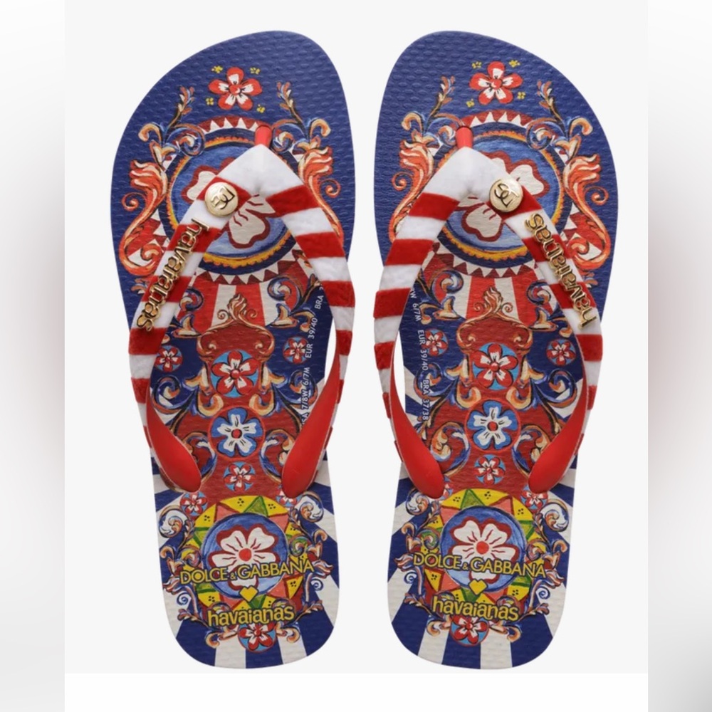 Top Dolce&Gabbana Carretto Siciliano Flip Flops New in Box size 9/10 SOLD OUT